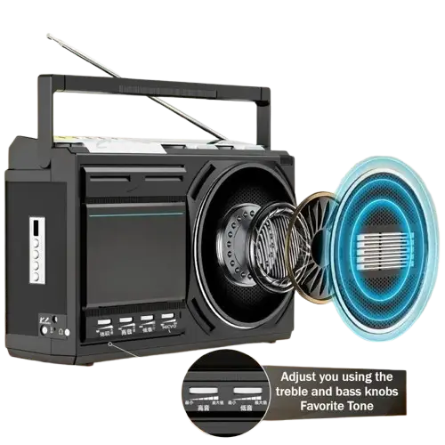 Portable Retro Cassette Player (Black & Silver)
