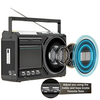 Portable Retro Cassette Player (Black & Silver)