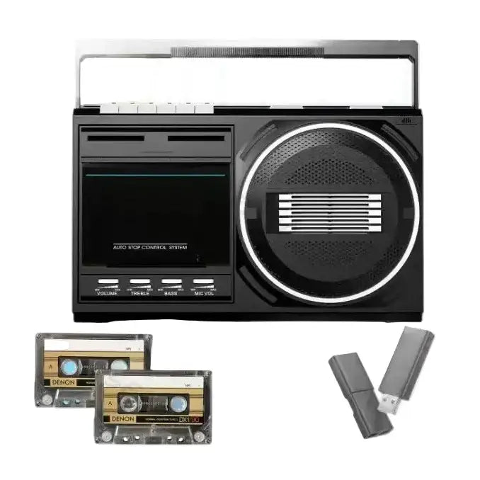 Portable Retro Cassette Player (Black & Silver)