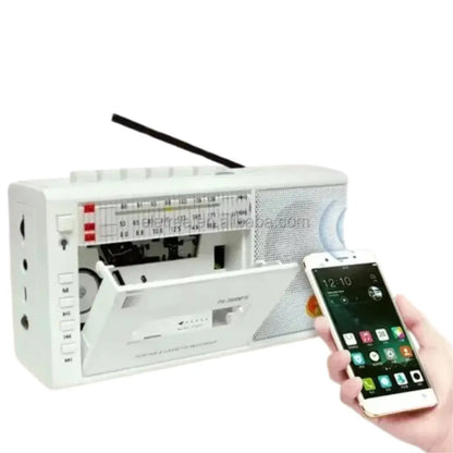 Portable Retro Solar Emergency Radio with Bluetooth, Cassette Player & AM/FM/SW Radio