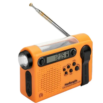 Portable Solar Hand Crank Radio with Power Bank & Flashlight