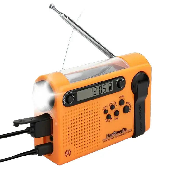 Portable Solar Hand Crank Radio with Power Bank & Flashlight