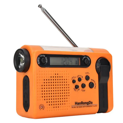Portable Solar Hand Crank Radio with Power Bank & Flashlight