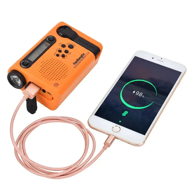 Portable Solar Hand Crank Radio with Power Bank & Flashlight