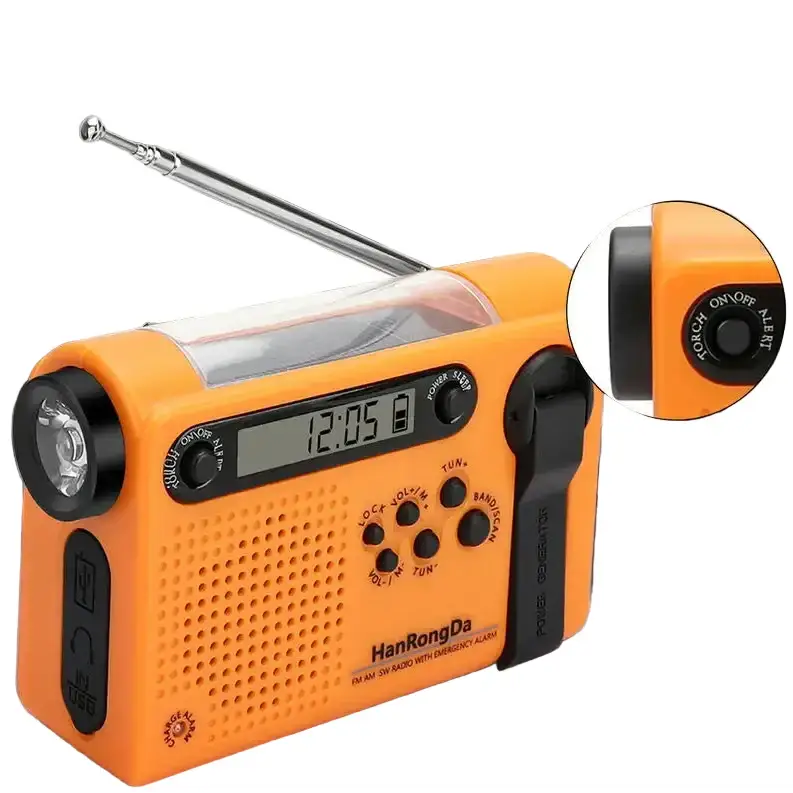 Portable Solar Hand Crank Radio with Power Bank & Flashlight