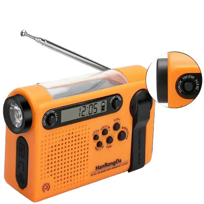 Portable Solar Hand Crank Radio with Power Bank & Flashlight