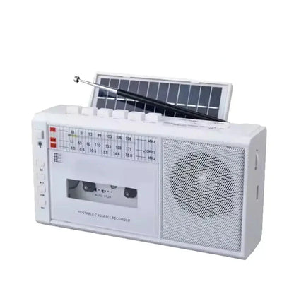 Portable Retro Solar Emergency Radio with Bluetooth, Cassette Player & AM/FM/SW Radio