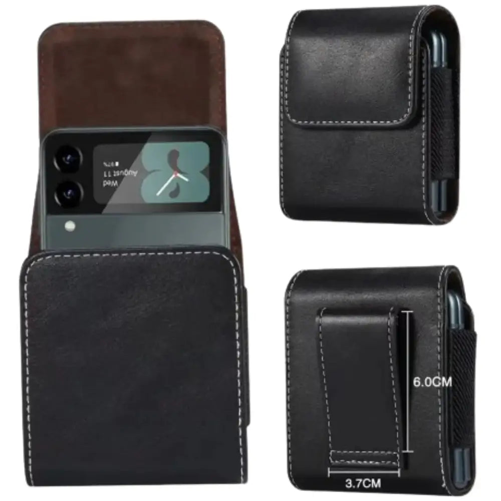 Premium Leather Belt Clip Case (Black)