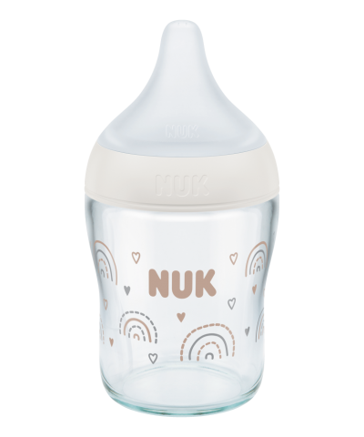 NUK Perfect Match Premium Glass Baby Bottle with Anti-Colic Teat and Temperature Control – 120ml or 230ml