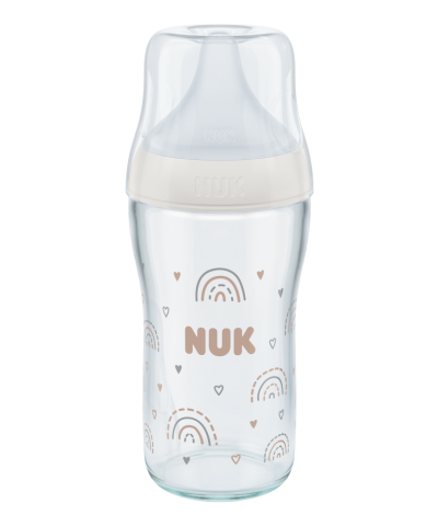 NUK Perfect Match Premium Glass Baby Bottle with Anti-Colic Teat and Temperature Control – 120ml or 230ml