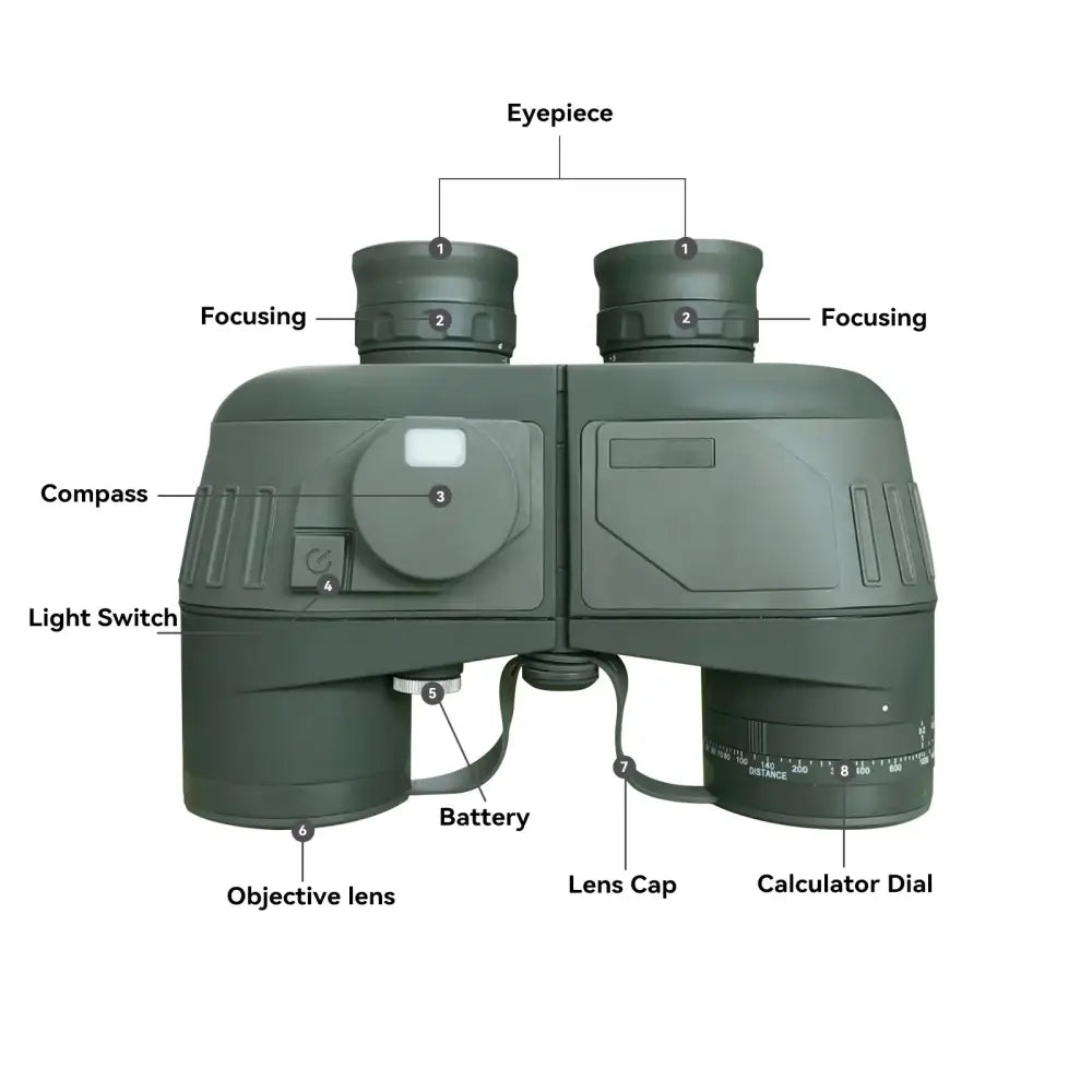 Professional Binoculars – Waterproof with Rangefinder & Compass (10x50)