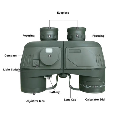 Professional Binoculars – Waterproof with Rangefinder & Compass (10x50)