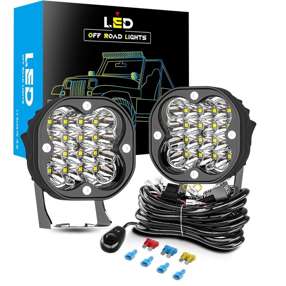 2pcs 7.62cm LED Work Pods White Spot Offroad Driving Lights