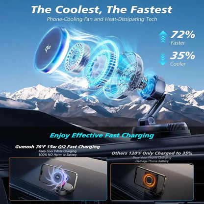 Qi2 15W Mag-Safe Car Mount Charger