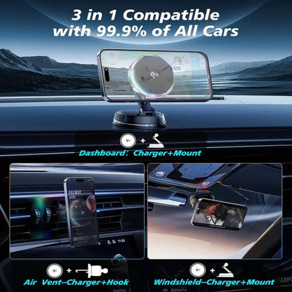 Qi2 15W Mag-Safe Car Mount Charger