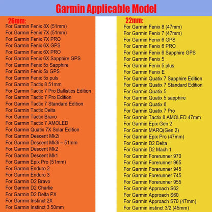 QuickFit Silicone Sports Strap for the Garmin (22mm/26mm) (wide compatibility & 22 colours)