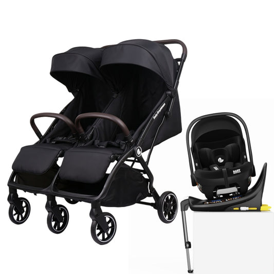 Double Pram – FlexGo Duo with Infant Capsule and Rotating ISOFIX Base(Black)