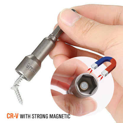 8PCS Socket Magnetic Nut Driver Set Drill Bit Adapter 1/4'' Hex Shank 6-13MM