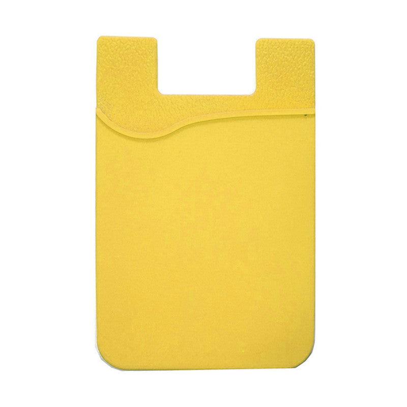 Yellow Silicone Credit Card Holder Pocket Case Wallet Sticker Phone - salelink.co.nz