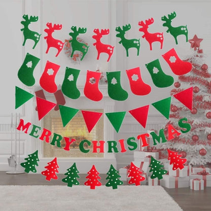 46PCS Merry Christmas Banner Decorations Bunting Sign