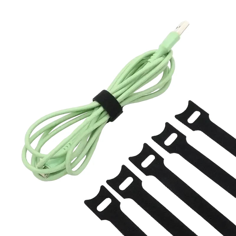 Releasable Black Nylon Hook & Loop Cable Ties 15/20/25/30cm