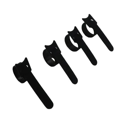 Releasable Black Nylon Hook & Loop Cable Ties 15/20/25/30cm