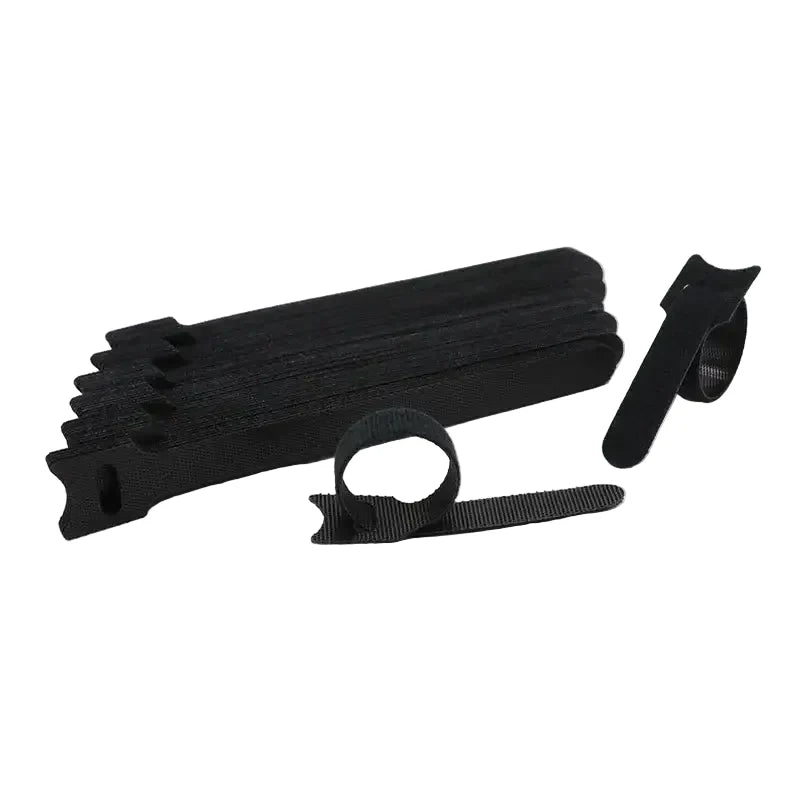 Releasable Black Nylon Hook & Loop Cable Ties 15/20/25/30cm