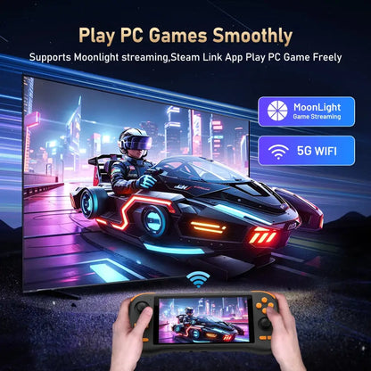 Retro Handheld Console – 5.5" Touchscreen, Android 14, Rechargeable Battery