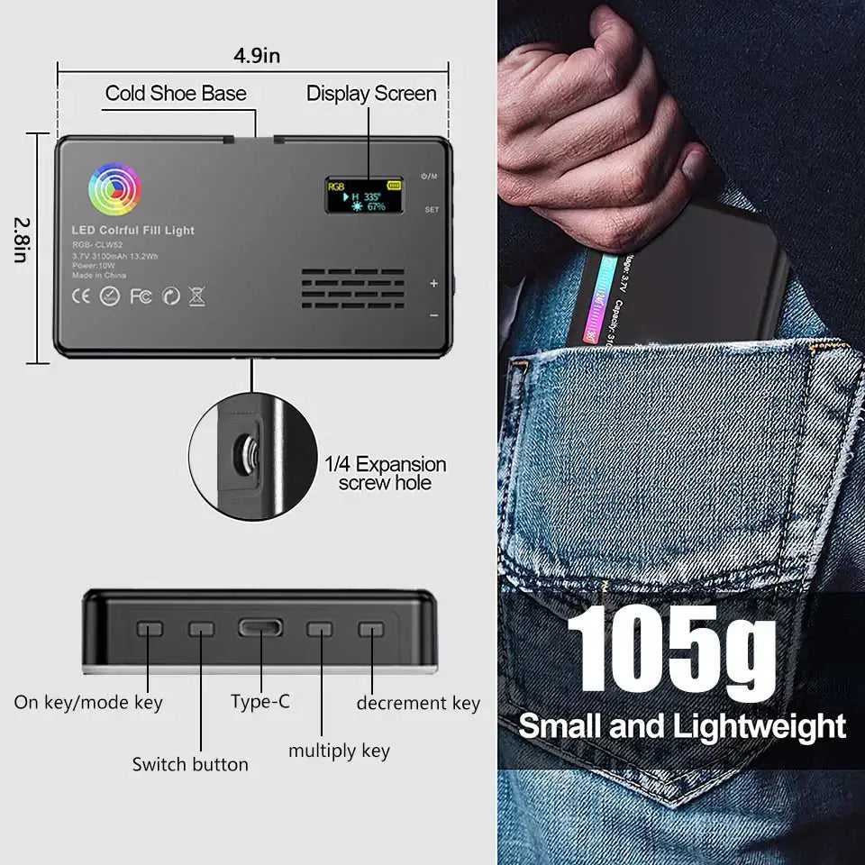 RGB LED Camera Light Panel for Vlog & DSLR