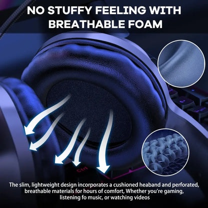 RGB Wired Gaming Headset – Over-Ear, Noise-Cancelling Mic