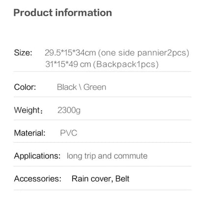 3-in-1 Bicycle Pannier Bag with Rain Cover
