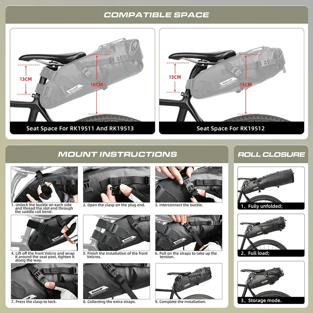 Waterproof Bike Saddle Bag 5L – 13L