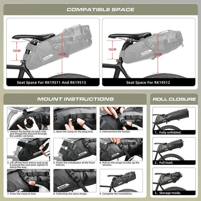 Waterproof Bike Saddle Bag 5L – 13L