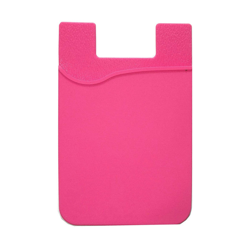 Fushia Silicone Credit Card Holder Pocket Case Wallet Pouch Sticker Cellphone Phone - salelink.co.nz