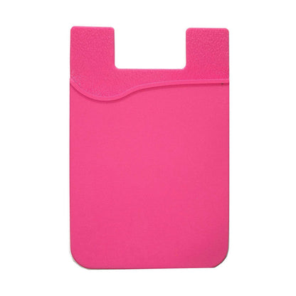 Fushia Silicone Credit Card Holder Pocket Case Wallet Pouch Sticker Cellphone Phone - salelink.co.nz