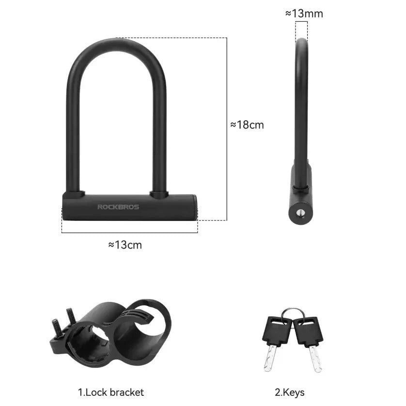 Anti-Theft Bicycle U-Lock with Optional Cable