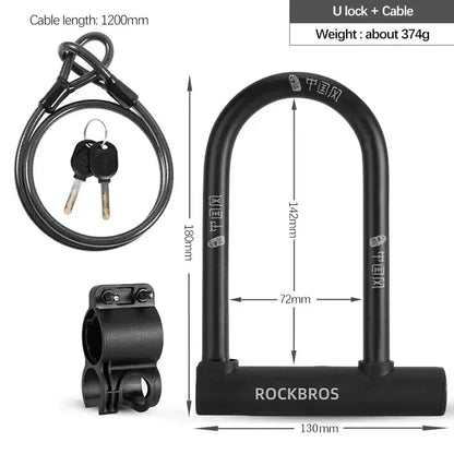 Anti-Theft Bicycle U-Lock with Optional Cable
