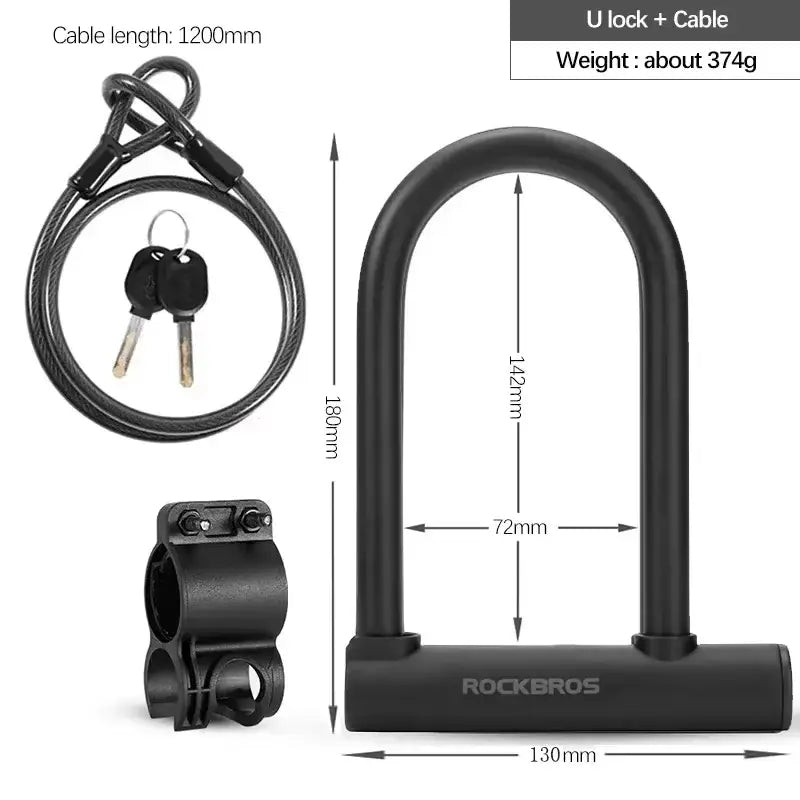 Anti-Theft Bicycle U-Lock with Optional Cable