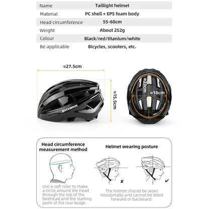 Rechargeable LED Bicycle Helmet with Rear Light (different colours available)