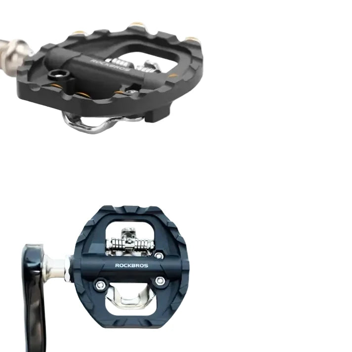 2-in-1 MTB Rockbros Bicycle Lock Pedals, Anti-Slip Flat Platform & Shimano SPD Compatible