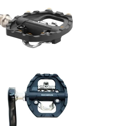 2-in-1 MTB Rockbros Bicycle Lock Pedals, Anti-Slip Flat Platform & Shimano SPD Compatible
