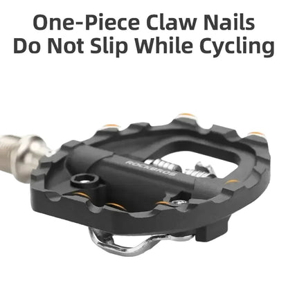 2-in-1 MTB Rockbros Bicycle Lock Pedals, Anti-Slip Flat Platform & Shimano SPD Compatible