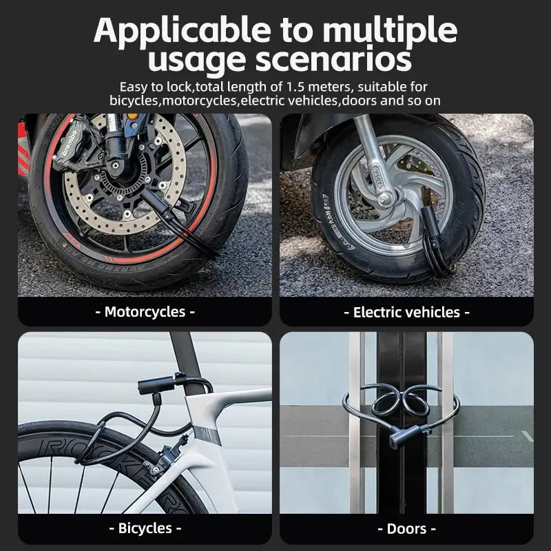 Portable Zinc Alloy Bicycle Cable Lock with Keys