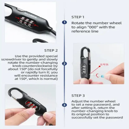 Rockbros Mini 3-Digit Combination Steel Cable Lock