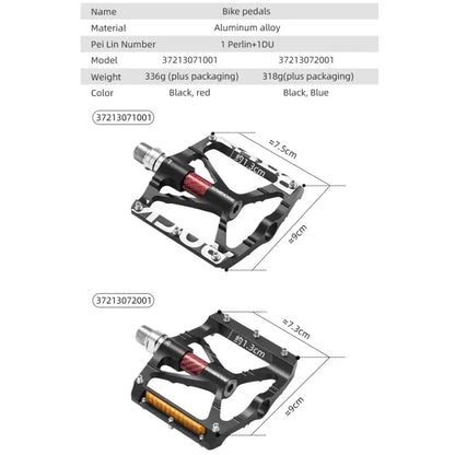 Rockbros Alloy Bearing MTB Bike Pedals, Reflective Anti-Slip Flat Platform