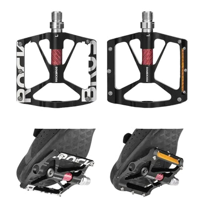 Rockbros Alloy Bearing MTB Bike Pedals, Reflective Anti-Slip Flat Platform