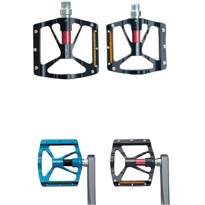 Rockbros Alloy Bearing MTB Bike Pedals, Reflective Anti-Slip Flat Platform