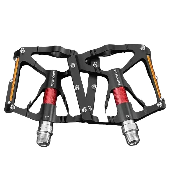 Rockbros Alloy Bearing MTB Bike Pedals, Reflective Anti-Slip Flat Platform