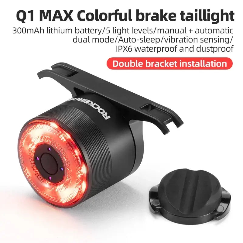 Smart Brake-Sensing Bicycle Tail Light, Waterproof & Rechargeable
