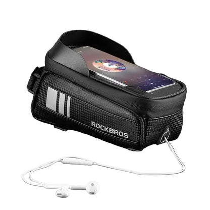 Waterproof Bicycle Front Phone Bag with Touchscreen, Fits 6.5-Inch Phones